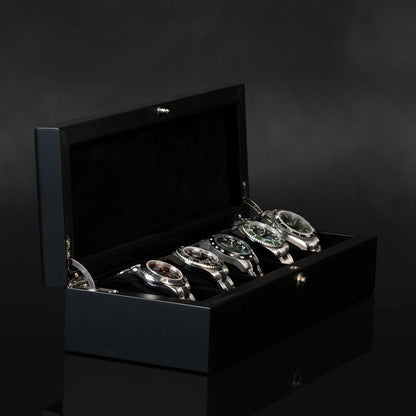 Boite a Montre Piano Silk 5 Montres Noir 4