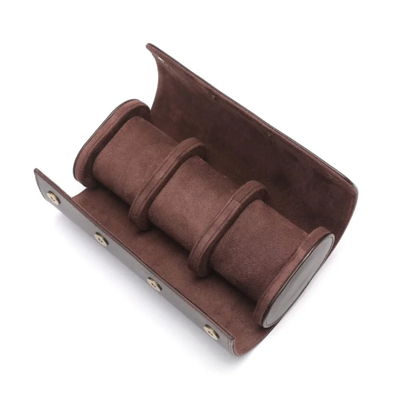 Dark Brown Leather Trio Watch Case-1-Le Remontoir