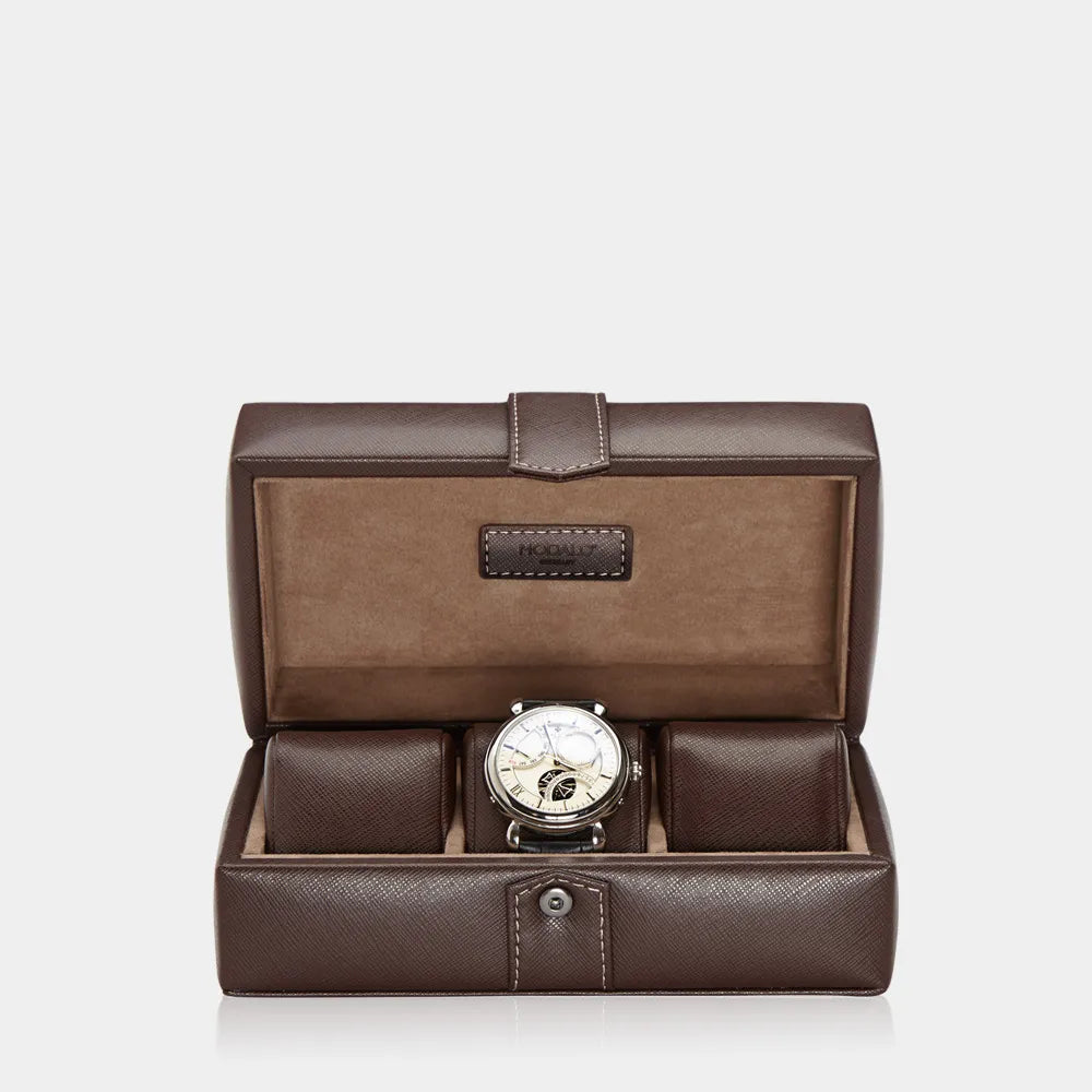 GALLANTE Watch Box - Brown Holds 3 Watches-1-Le Remontoir