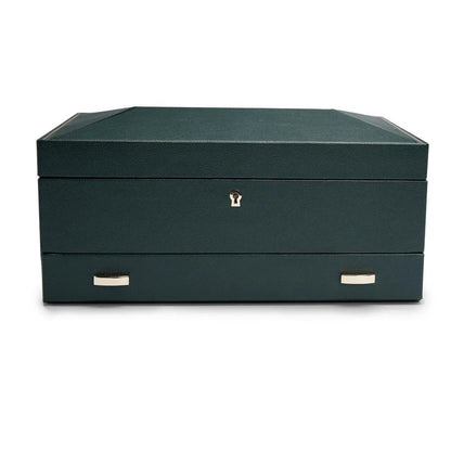 British Racing Green Watch Box for 10 Watches with Storage-3-Le Remontoir