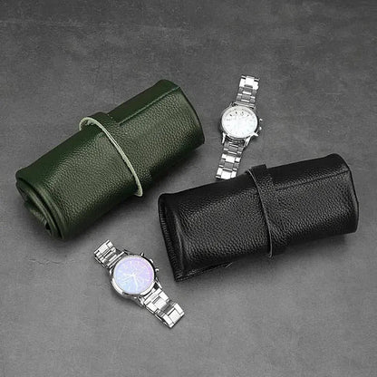 Raven Leather Watch Roll-2-Le Remontoir