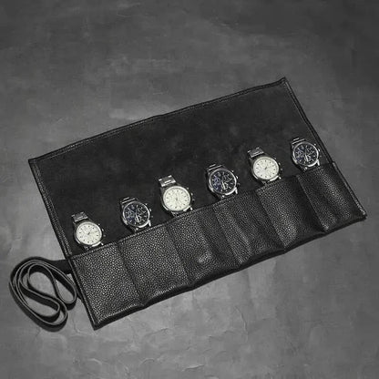 Raven Leather Watch Roll-4-Le Remontoir