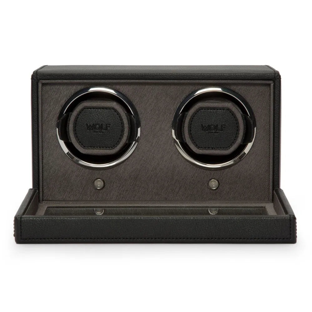 Watch Winder - Cube for 2 Watches, Black with Lid-1-Le Remontoir