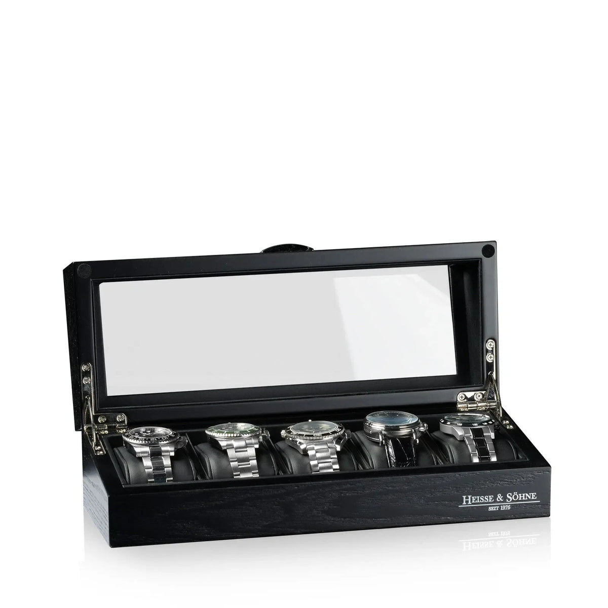 Watch Box - Guichet Oxford 5 Watches Black-3-Le Remontoir