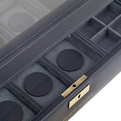 Watch Box - Jumbo Dynasty 8 Watches Blue-4-Le Remontoir
