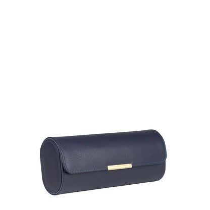 Dynasty Leather Watch Roll – 3 Watches – Navy-1-Le Remontoir