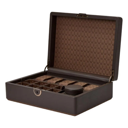 Watch Box for 5 Watches – Earth Coffee with Storage-3-Le Remontoir