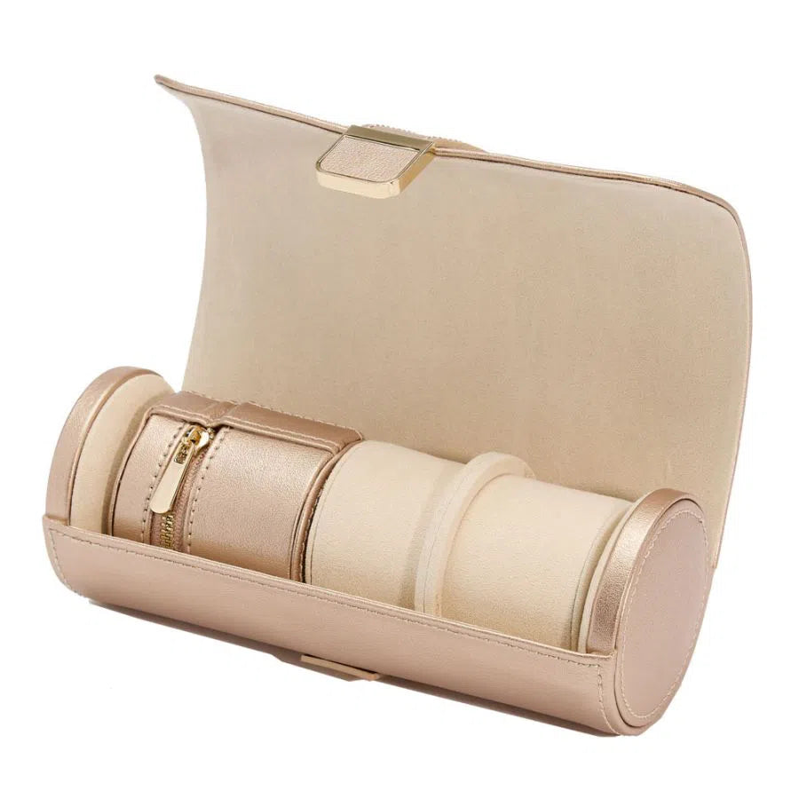 Palermo Double Watch Case with Rose Gold Pouch-1-Le Remontoir