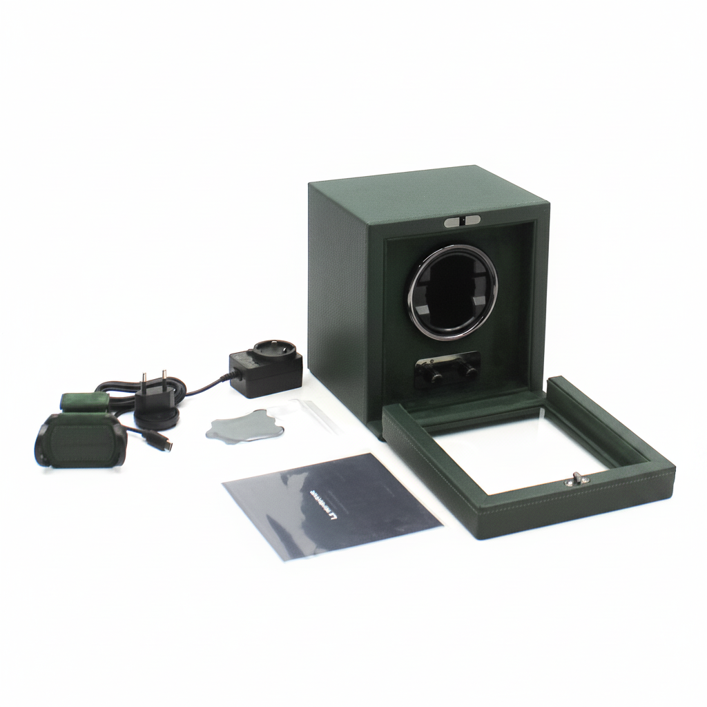 Watch Winder Cube Divan · 1 Watch · Cedar Green