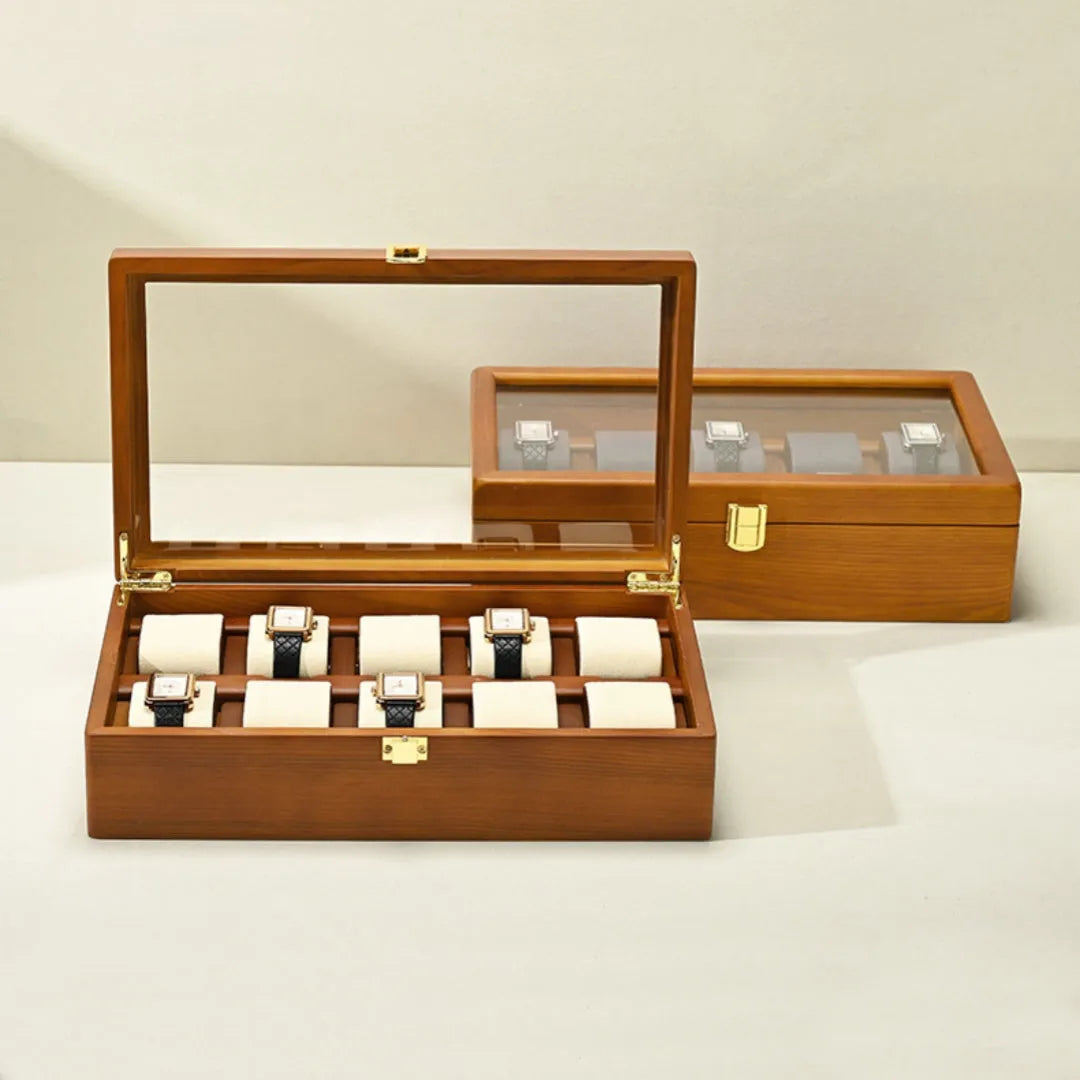 Watch Box - Rustic Chestnut with Lock-2-Le Remontoir