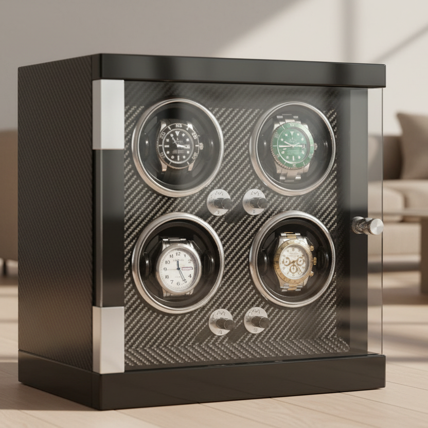 Watch Winder - Classic Carbon 4 Watches-2-Le Remontoir