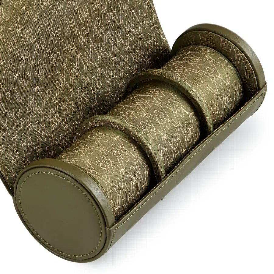 Olive Green Watch Roll for Three Watches-3-Le Remontoir