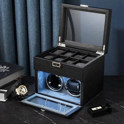 Luxury Black Watch Winder with storage-2-Le Remontoir