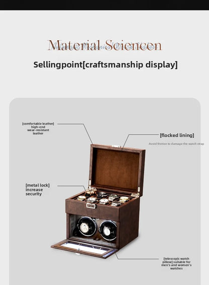 Luxury Brown Watch Winder with storage-7-Le Remontoir