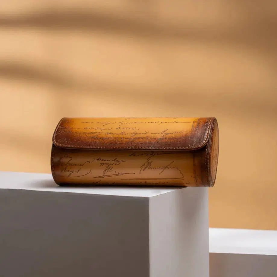 Watch Box - Galata Parchment Platinum Honey Brown-1-Le Remontoir