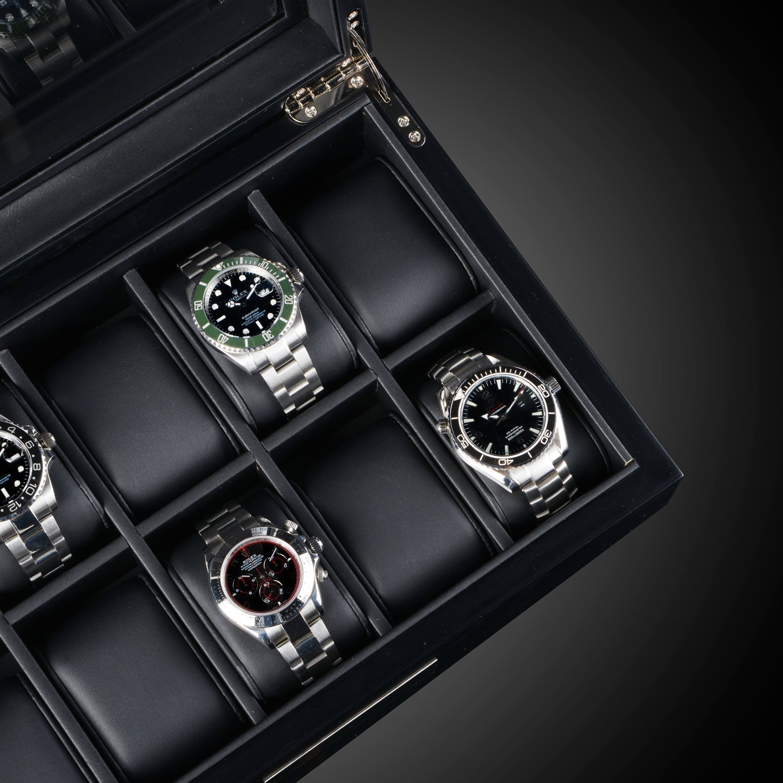 Watch Box - Monterray Black Satin-6-Le Remontoir