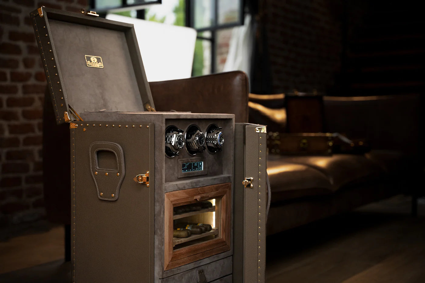 Watch Winder - Beige Togo Trunk-3-Le Remontoir