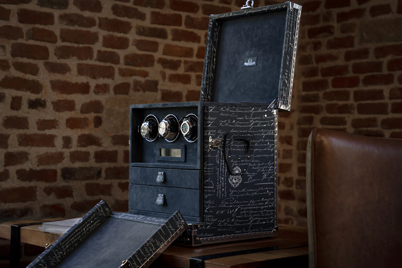 Watch Winder - Navy Blue Parchment Togo-6-Le Remontoir