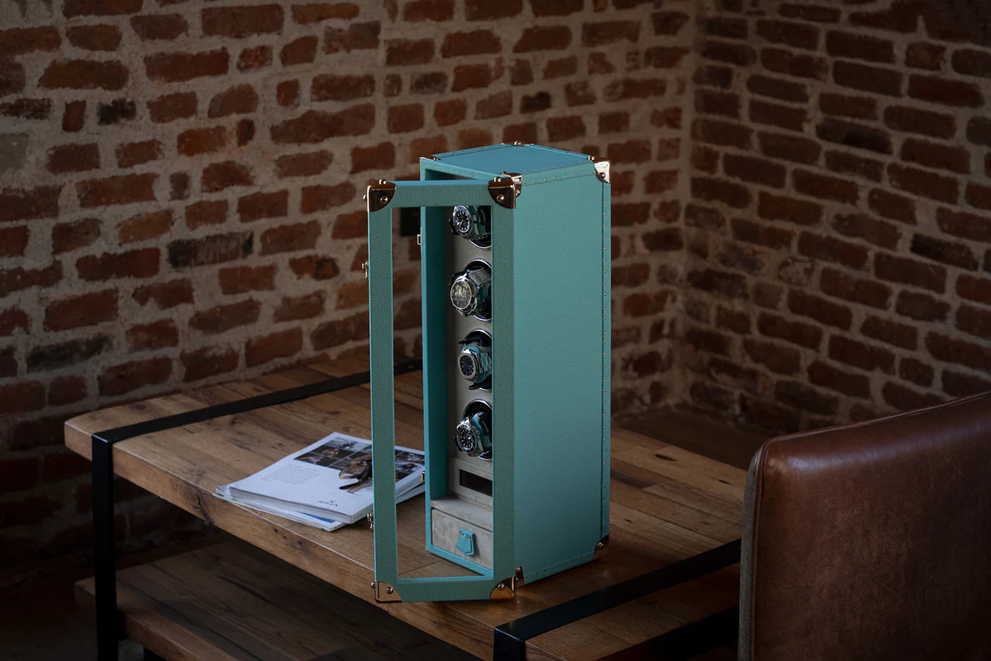 Watch Winder - Togo Tiffany Blue-2-Le Remontoir