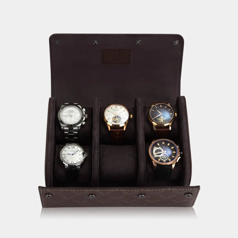 Watch Case - OPTIMUS 6-Watch Brown / White-2-Le Remontoir
