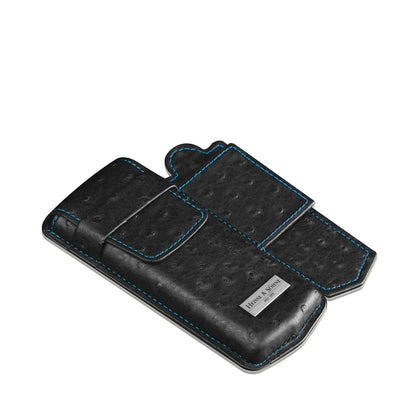 Watch Case - Mondo Ostrich 1 Watch Black/Blue-3-Le Remontoir
