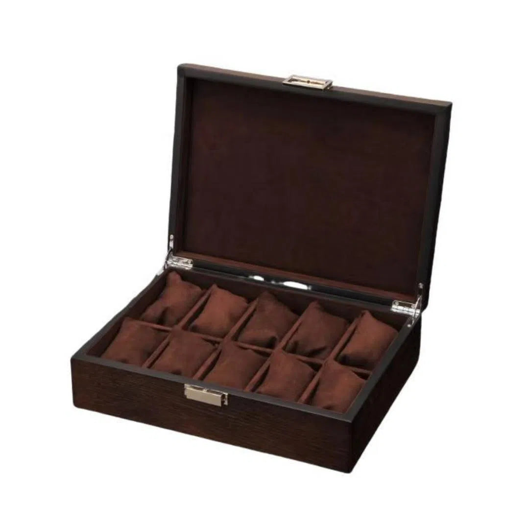 Watch Box - Elegance, 10 Watches, Dark Brown, No Glass Window-1-Le Remontoir