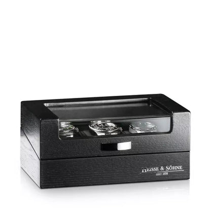 Oxford Window Watch Box for 3 Watches - Dark Oak-3-Le Remontoir