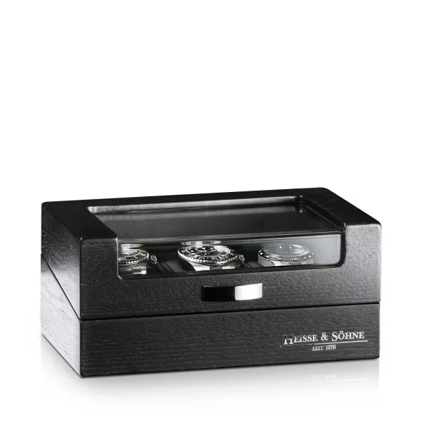 Oxford Window Watch Box for 3 Watches - Dark Oak-3-Le Remontoir