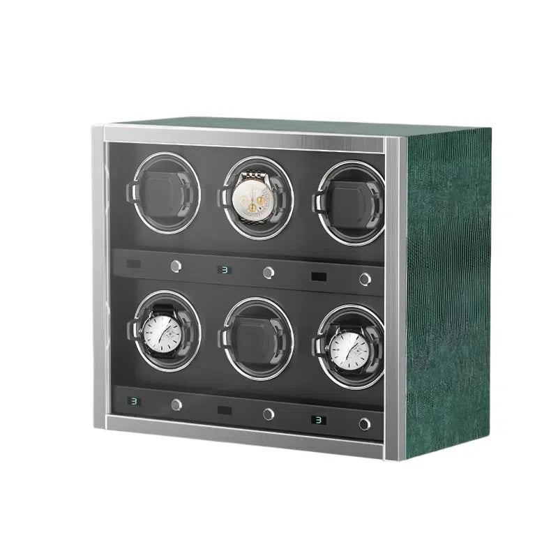 Emerald Silver Six-Slot Watch Winder