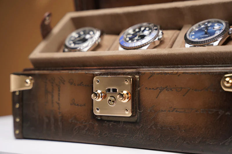 Watch Box – Parchment Patina Java 4 Slots-2-Le Remontoir