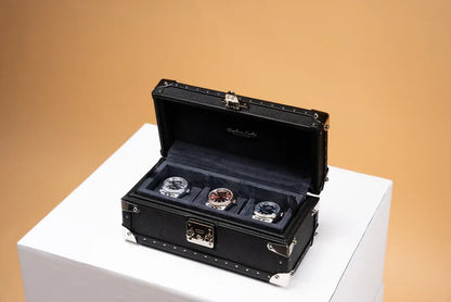 Watch Box – Saffiano Black 3 Slots-1-Le Remontoir
