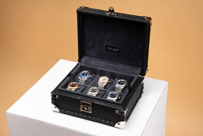 Watch Box – Saffiano Black 6 Slots-1-Le Remontoir
