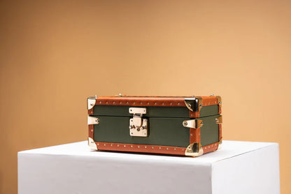 Watch Box – Saffiano Olive Green 2 Slots-3-Le Remontoir