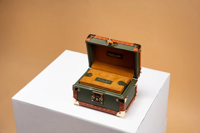 Watch Box – Saffiano Olive Green 2 Slots-2-Le Remontoir