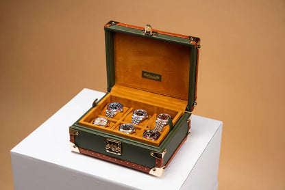Watch Box – Saffiano Olive Green 6 Slots-1-Le Remontoir