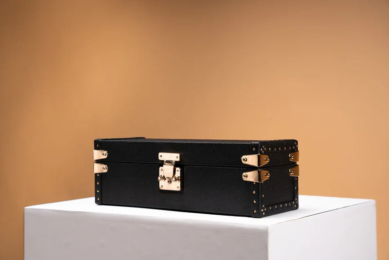 Watch Box – Togo Black 4 Slots-4-Le Remontoir