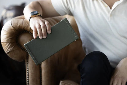 Watch Box – Togo Khaki Green 3 Slots-4-Le Remontoir