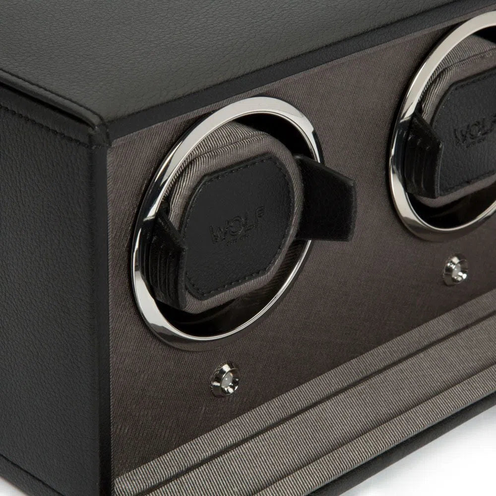 Watch Winder - Cube for 2 Watches, Black with Lid-3-Le Remontoir