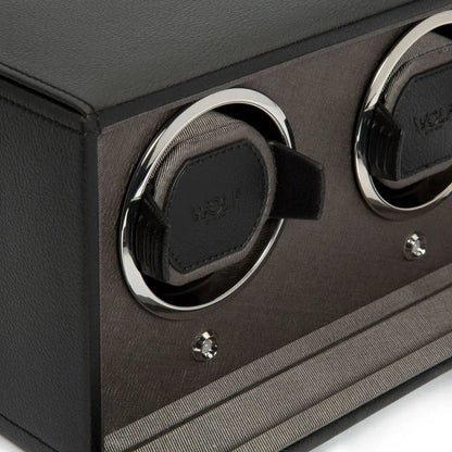 Watch Winder - Cube for 2 Watches, Black with Lid-3-Le Remontoir