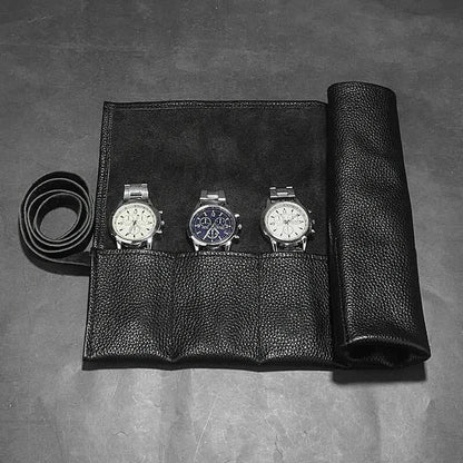 Raven Leather Watch Roll-3-Le Remontoir