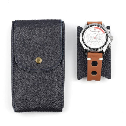 Blue Leather Watch Pouch