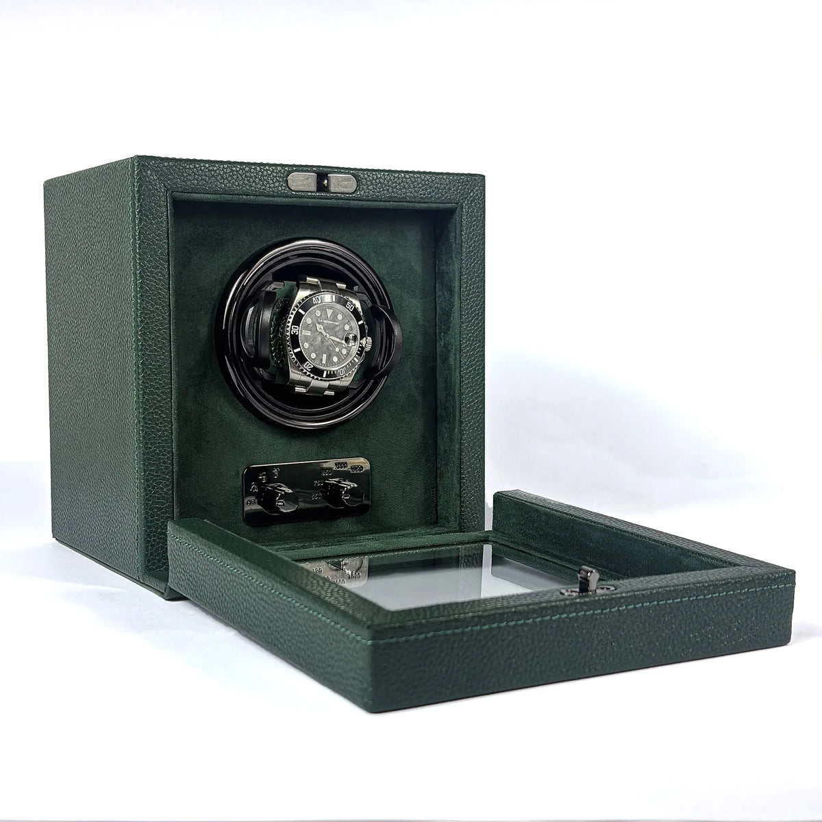 Watch Winder Cube Divan · 1 Watch · Cedar Green