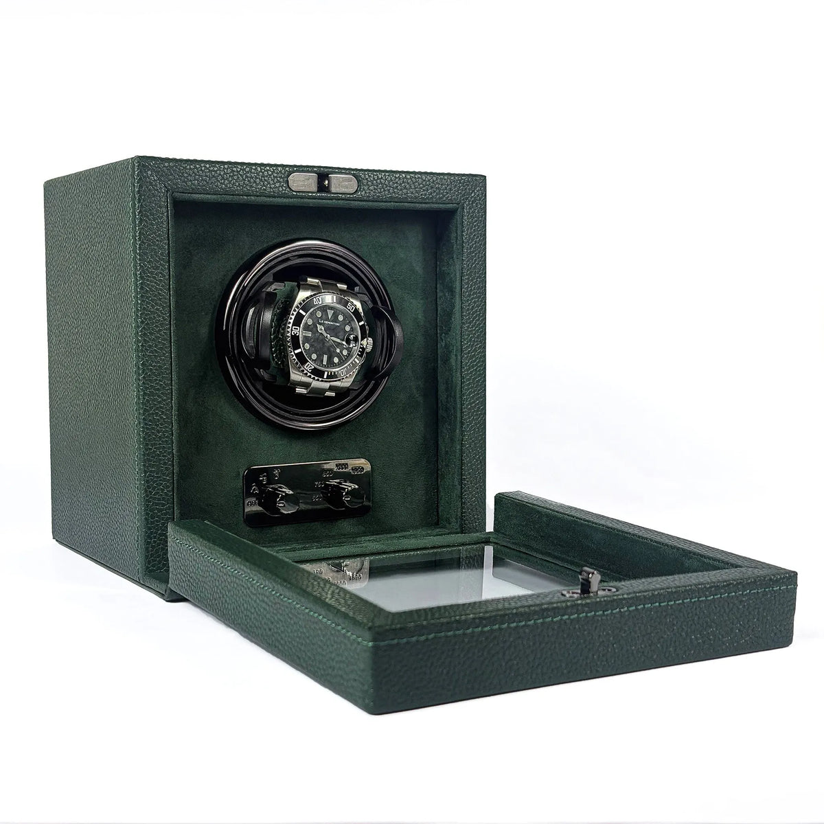 Watch Winder Cube Divan · 1 Watch · Cedar Green