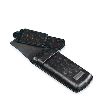 Watch Case - Mondo Ostrich 1 Watch Black/Blue-1-Le Remontoir