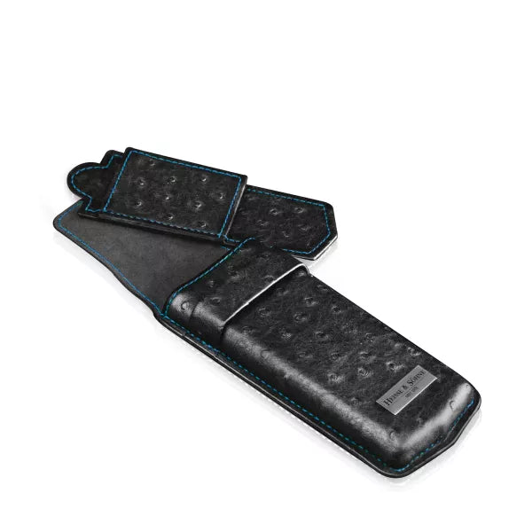 Watch Case - Mondo Ostrich 1 Watch Black/Blue-1-Le Remontoir