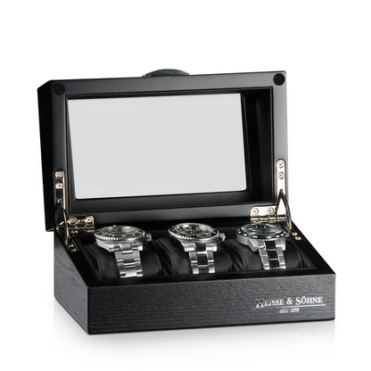 Oxford Window Watch Box for 3 Watches - Dark Oak-2-Le Remontoir