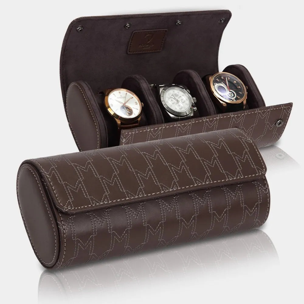 Watch Case - OPTIMUS 3 Watches Brown / White-4-Le Remontoir
