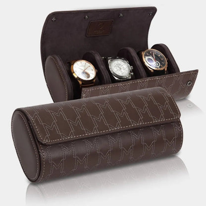 Watch Case - OPTIMUS 3 Watches Brown / White-4-Le Remontoir