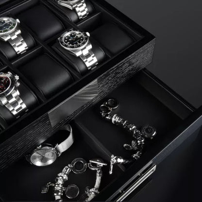 Monteray Watch Box for 10 Watches - Black Satin-4-Le Remontoir