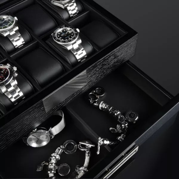 Monteray Watch Box for 10 Watches - Black Satin-4-Le Remontoir